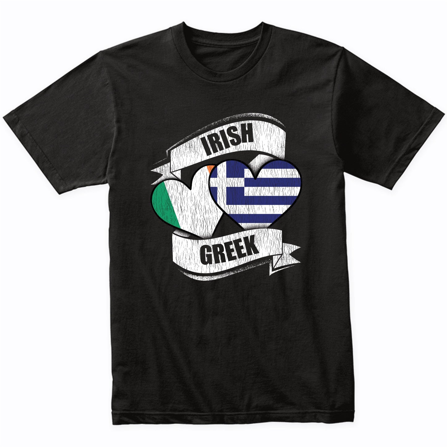 Irish Greek Hearts Ireland Greece Flags T-Shirt
