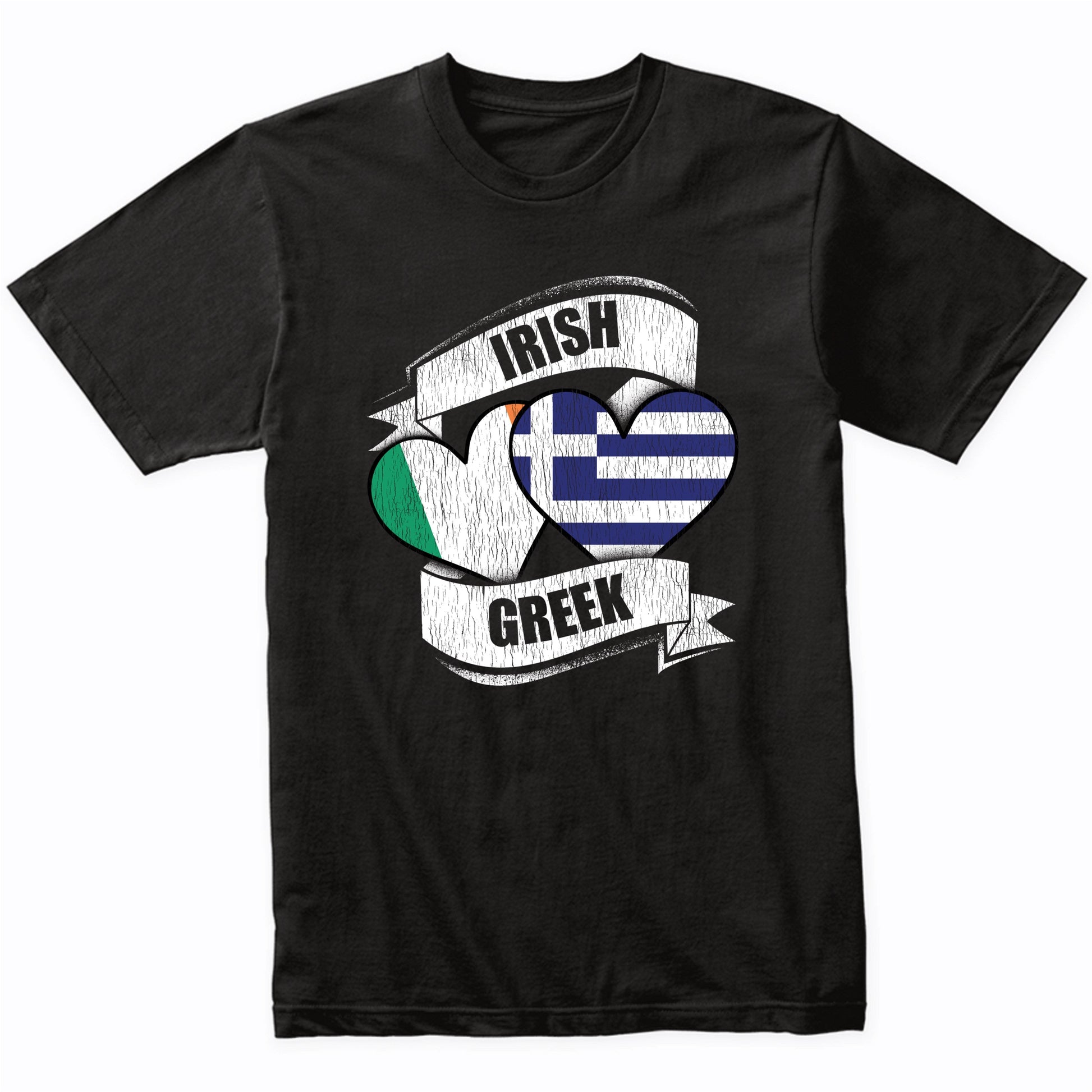 Irish Greek Hearts Ireland Greece Flags T-Shirt