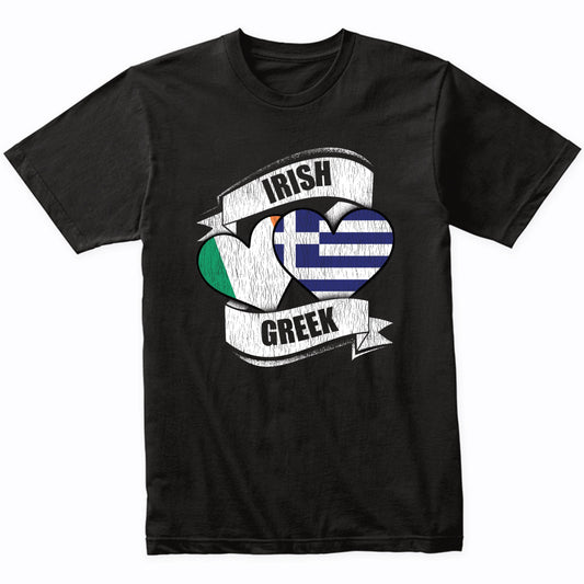 Irish Greek Hearts Ireland Greece Flags T-Shirt