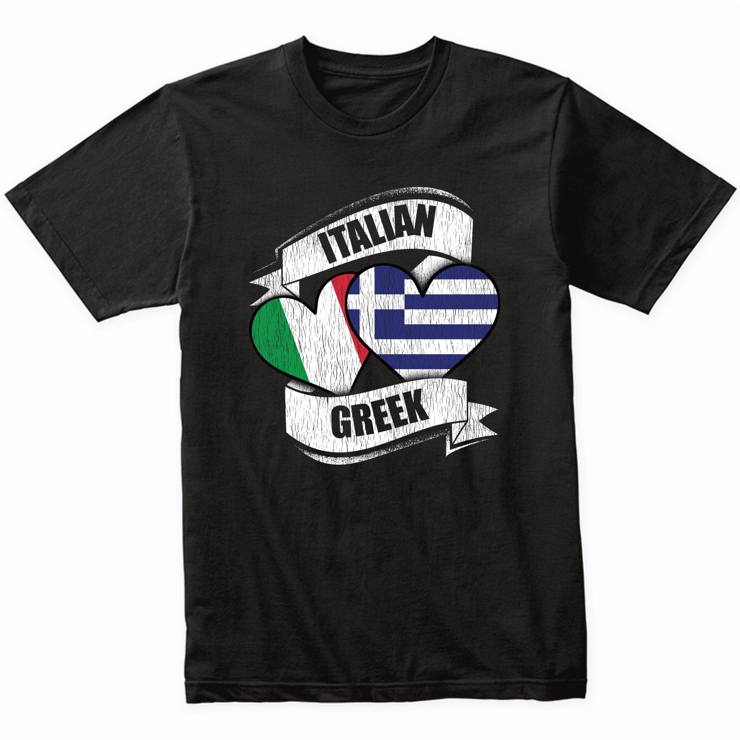 Italian Greek Hearts Italy Greece Flags T-Shirt