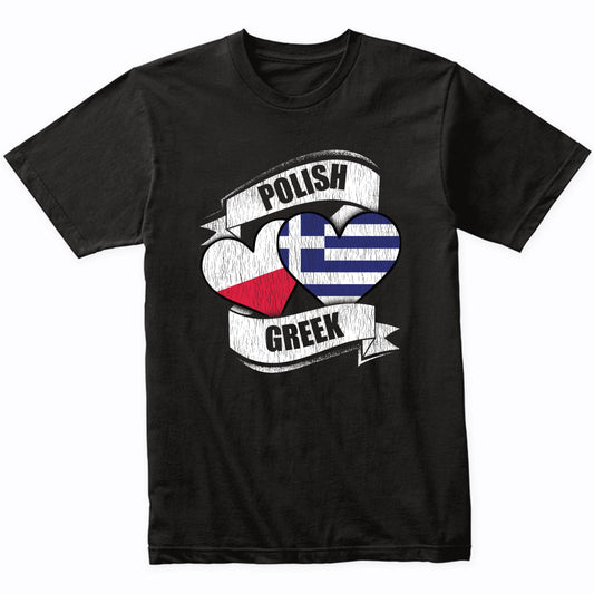 Polish Greek Hearts Poland Greece Flags T-Shirt