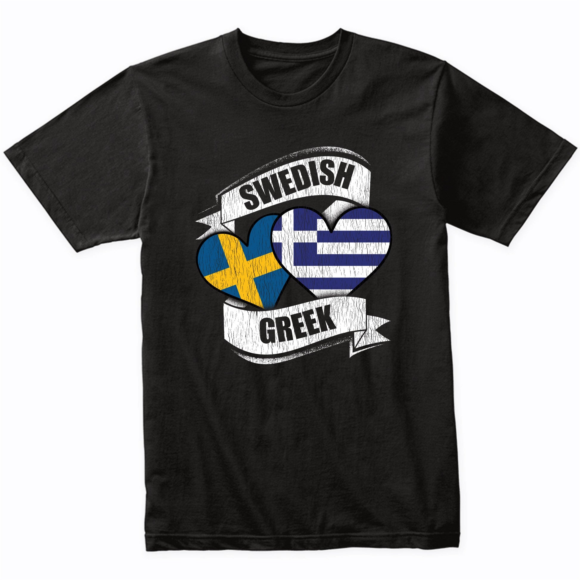 Swedish Greek Hearts Sweden Greece Flags T-Shirt