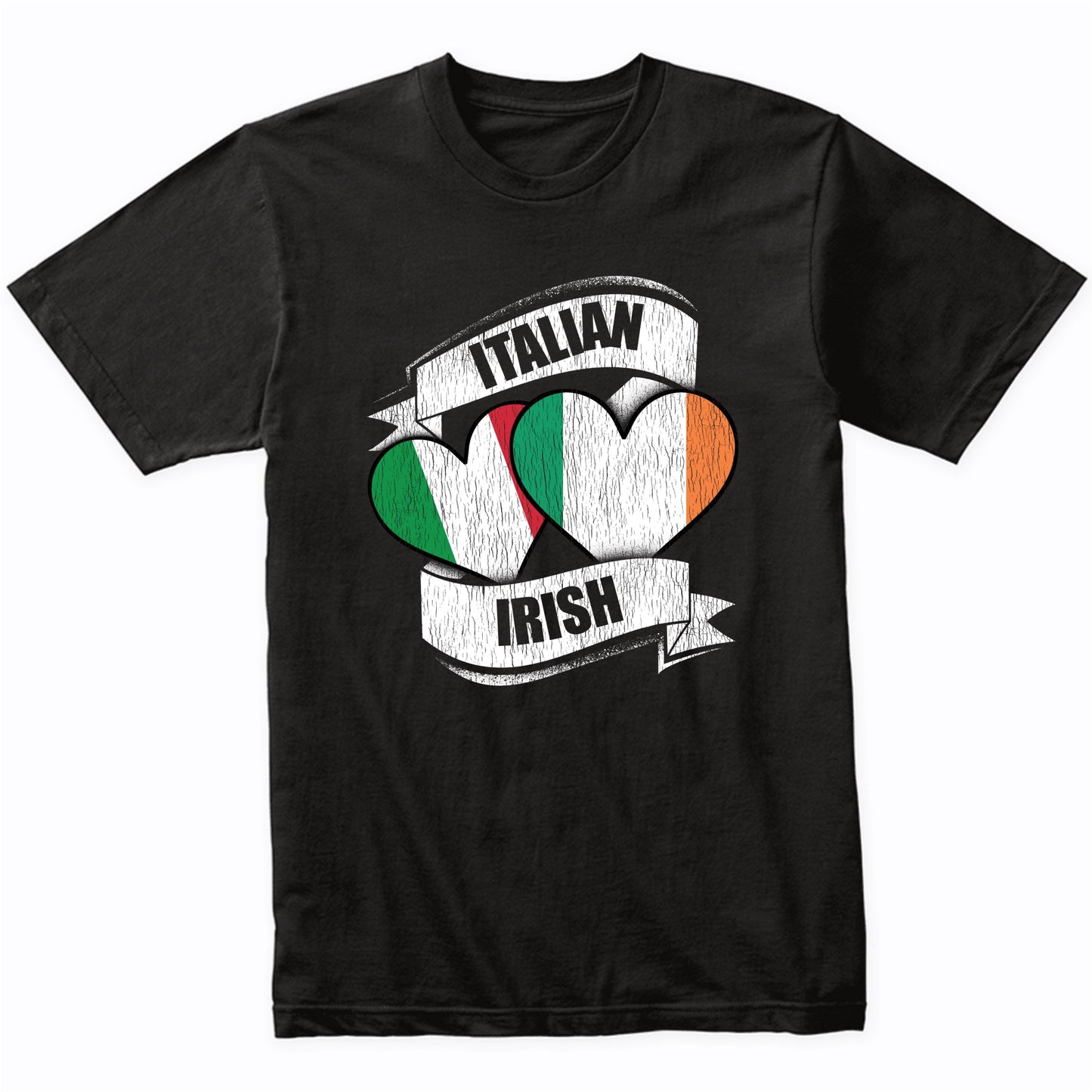 Italian Irish Hearts Italy Ireland Flags T-Shirt