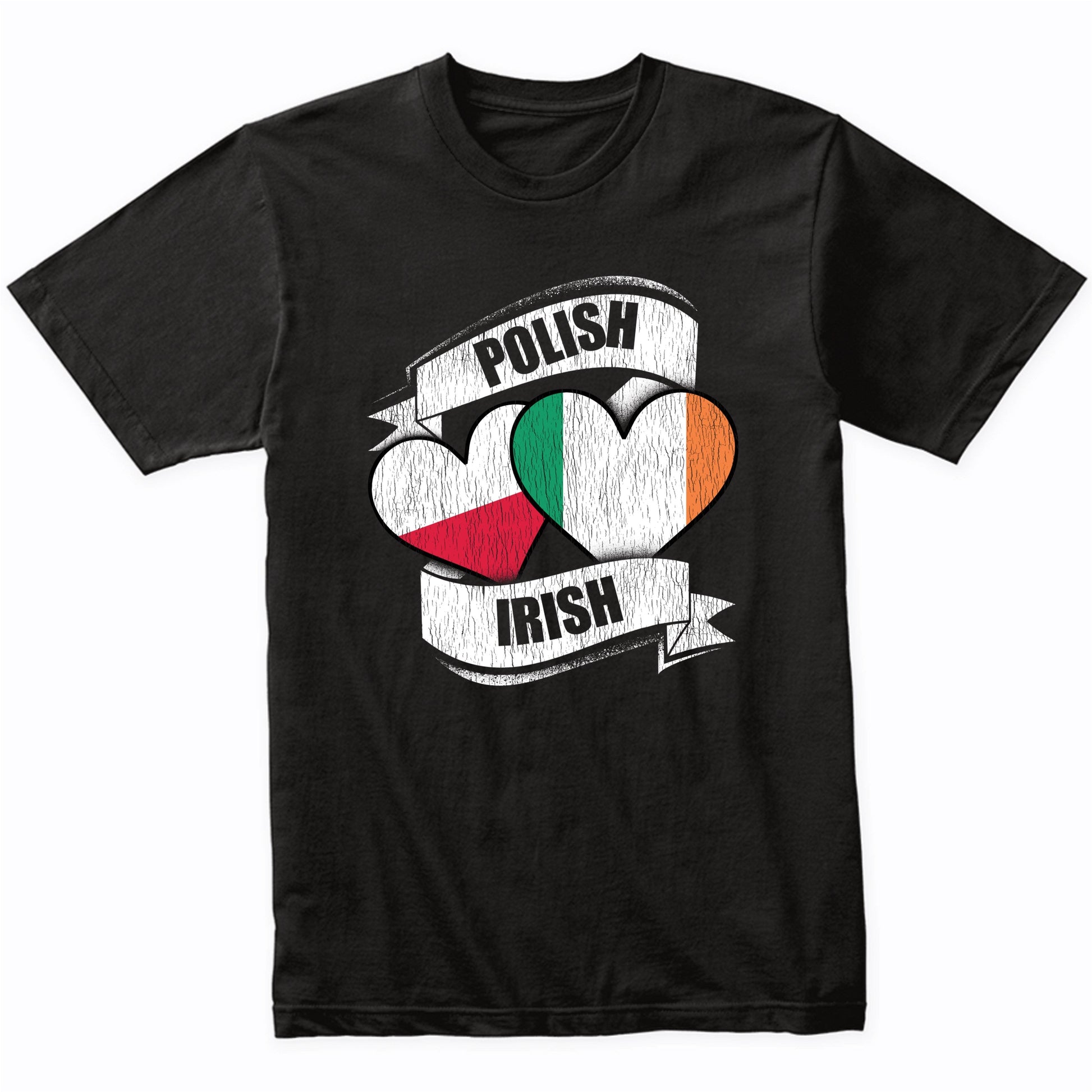 Polish Irish Hearts Poland Ireland Flags T-Shirt