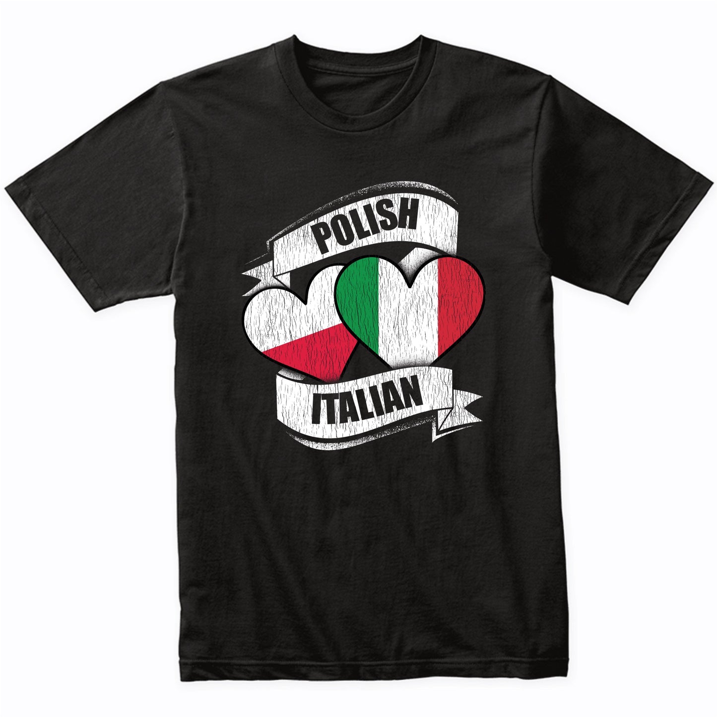 Polish Italian Hearts Poland Italy Flags T-Shirt