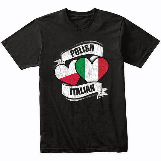 Polish Italian Hearts Poland Italy Flags T-Shirt