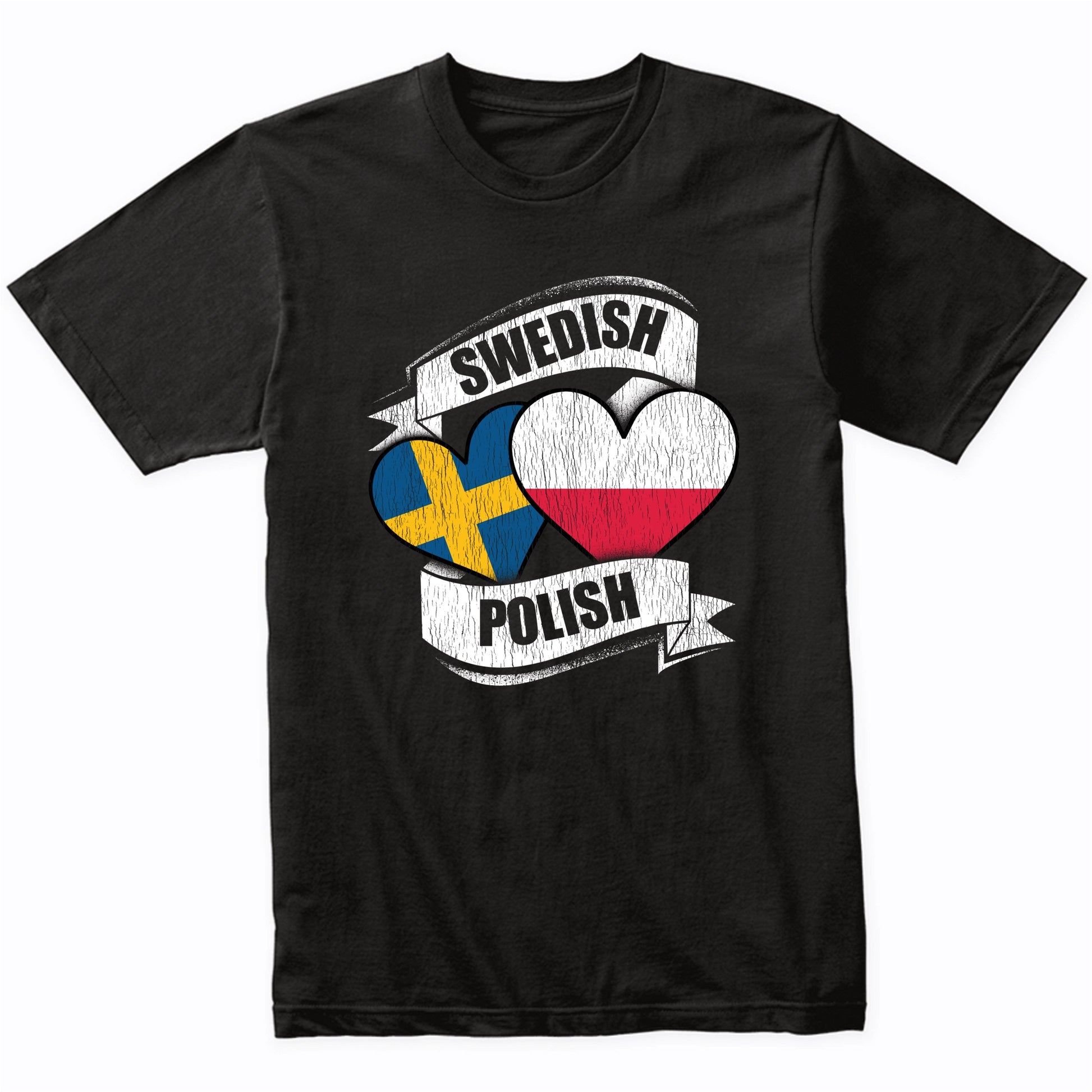 Swedish Polish Hearts Sweden Poland Flags T-Shirt