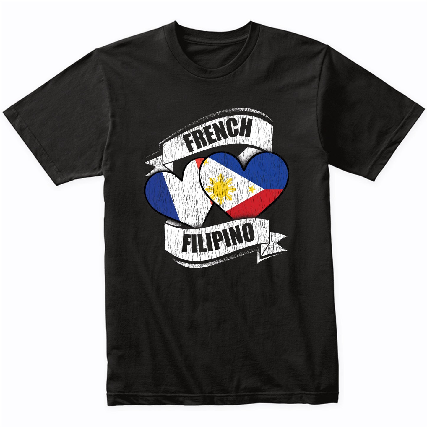 French Filipino Hearts France Philippines Flags T-Shirt