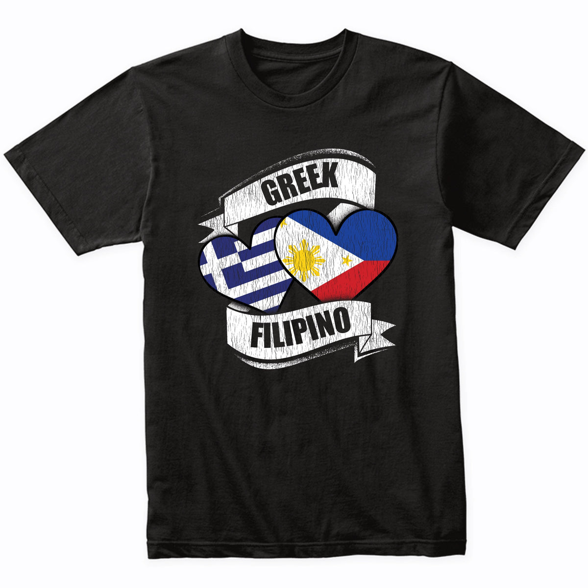 Greek Filipino Hearts Greece Philippines Flags T-Shirt