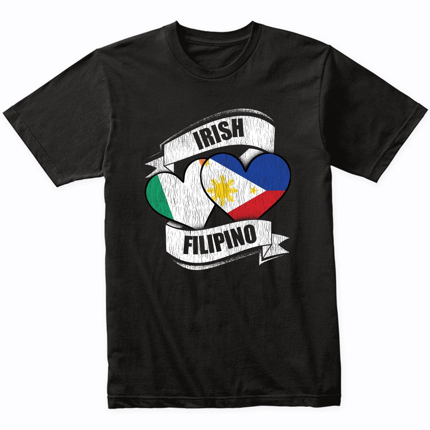 Irish Filipino Hearts Ireland Philippines Flags T-Shirt