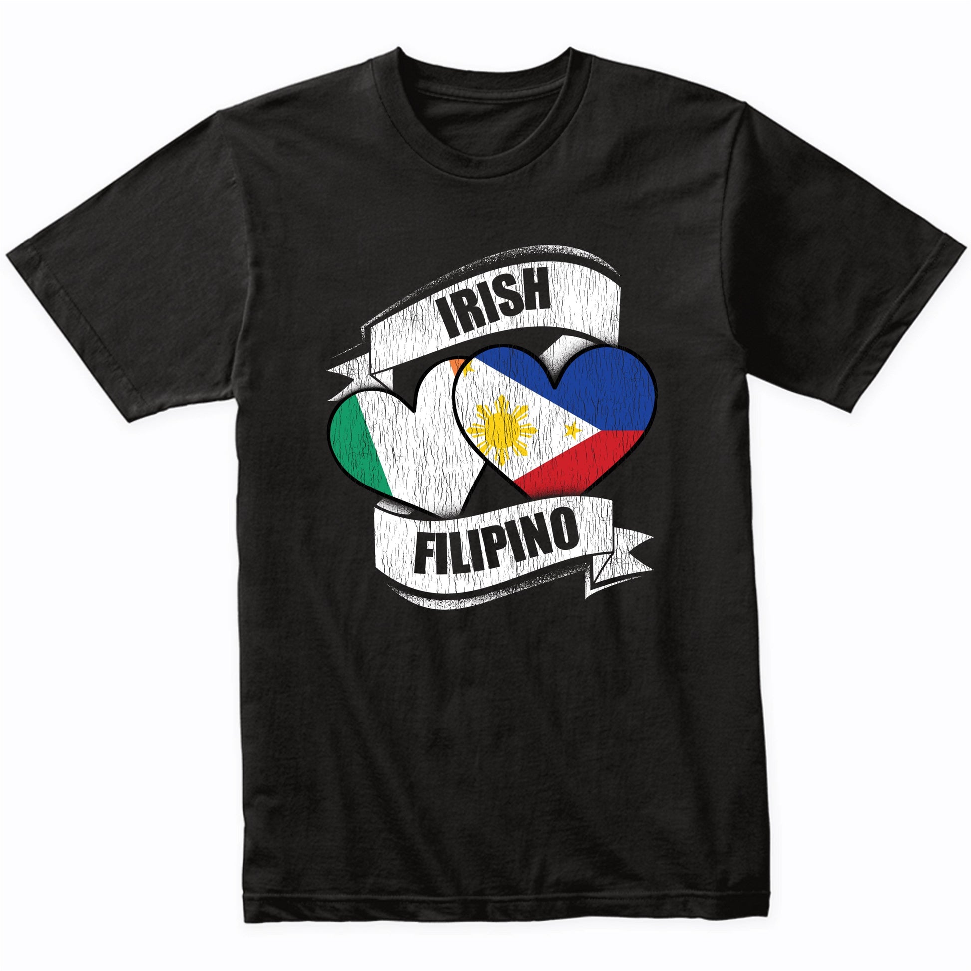 Irish Filipino Hearts Ireland Philippines Flags T-Shirt