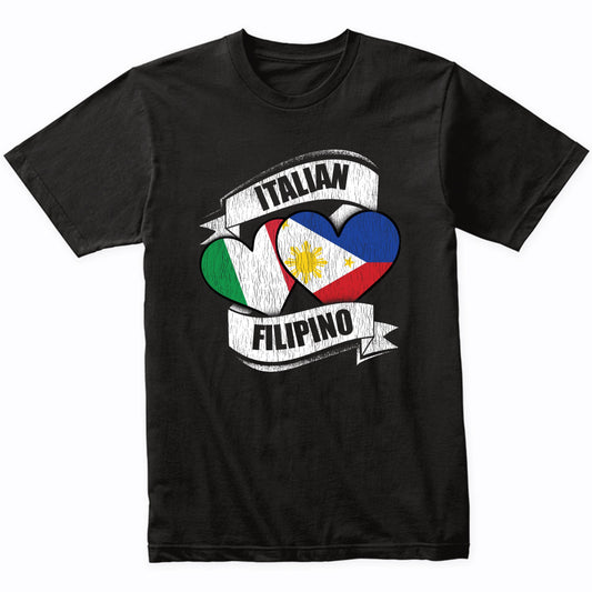 Italian Filipino Hearts Italy Philippines Flags T-Shirt