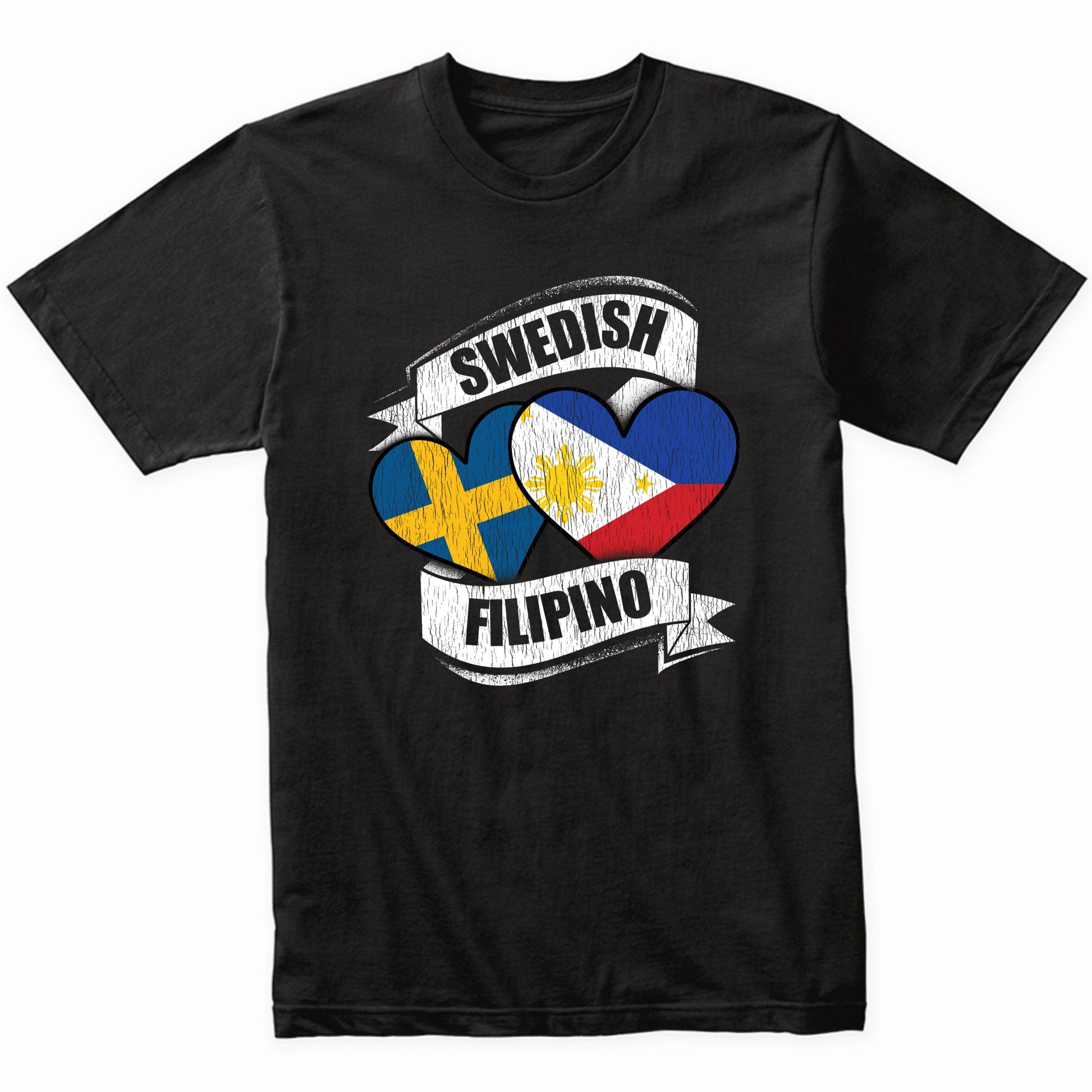 Swedish Filipino Hearts Sweden Philippines Flags T-Shirt