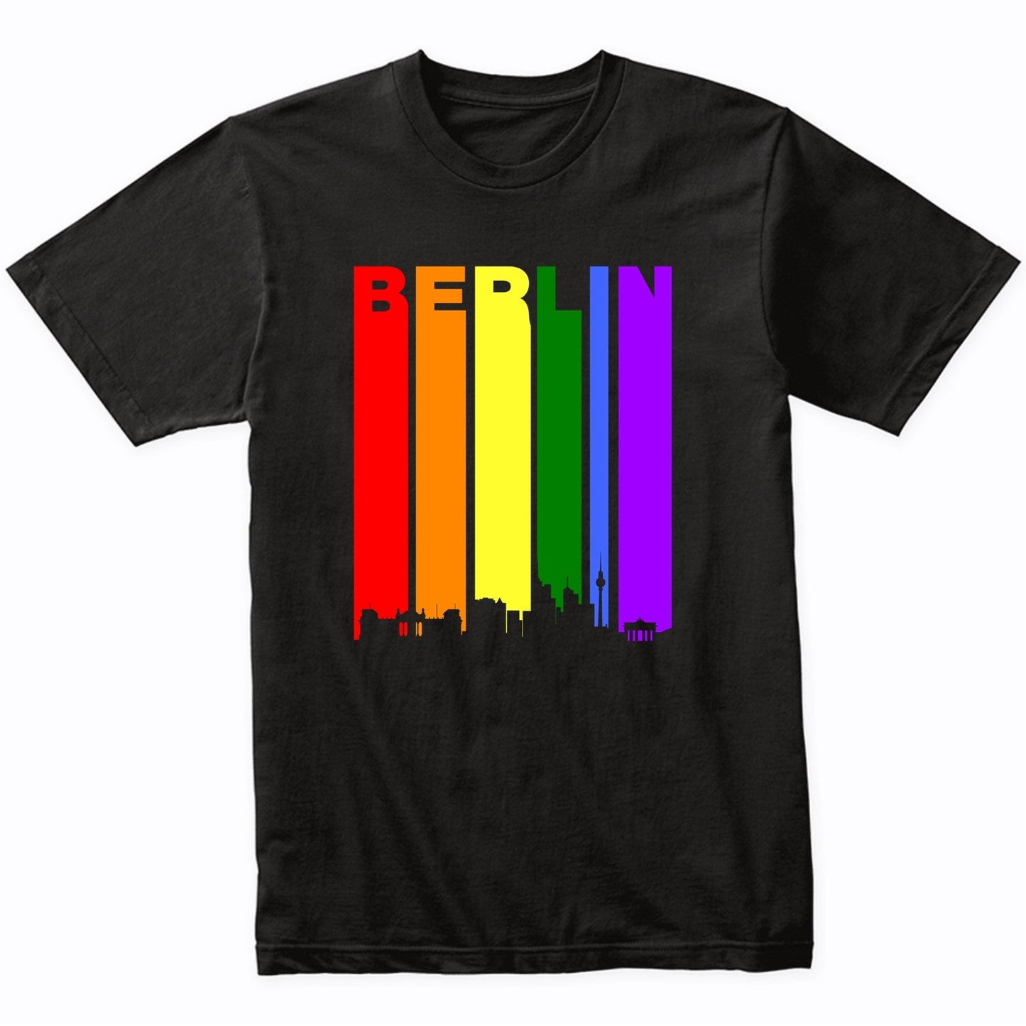 Berlin Germany Downtown Rainbow Skyline LGBT Gay Pride Shirt