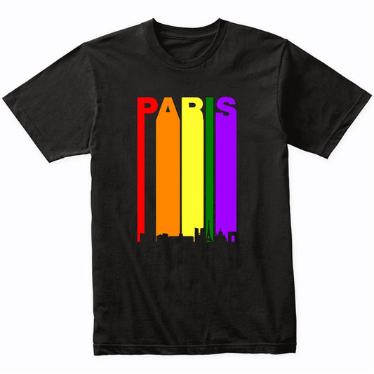 Paris France Downtown Rainbow Skyline LGBT Gay Pride T-Shirt