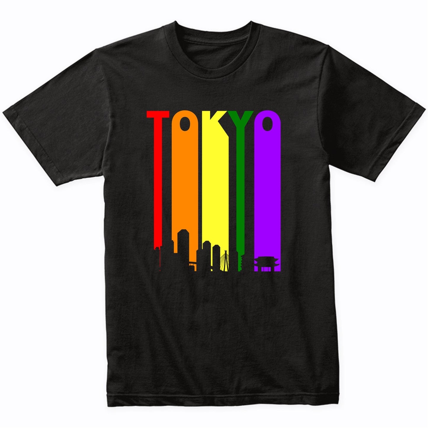 Tokyo Japan Downtown Rainbow Skyline LGBT Gay Pride T-Shirt