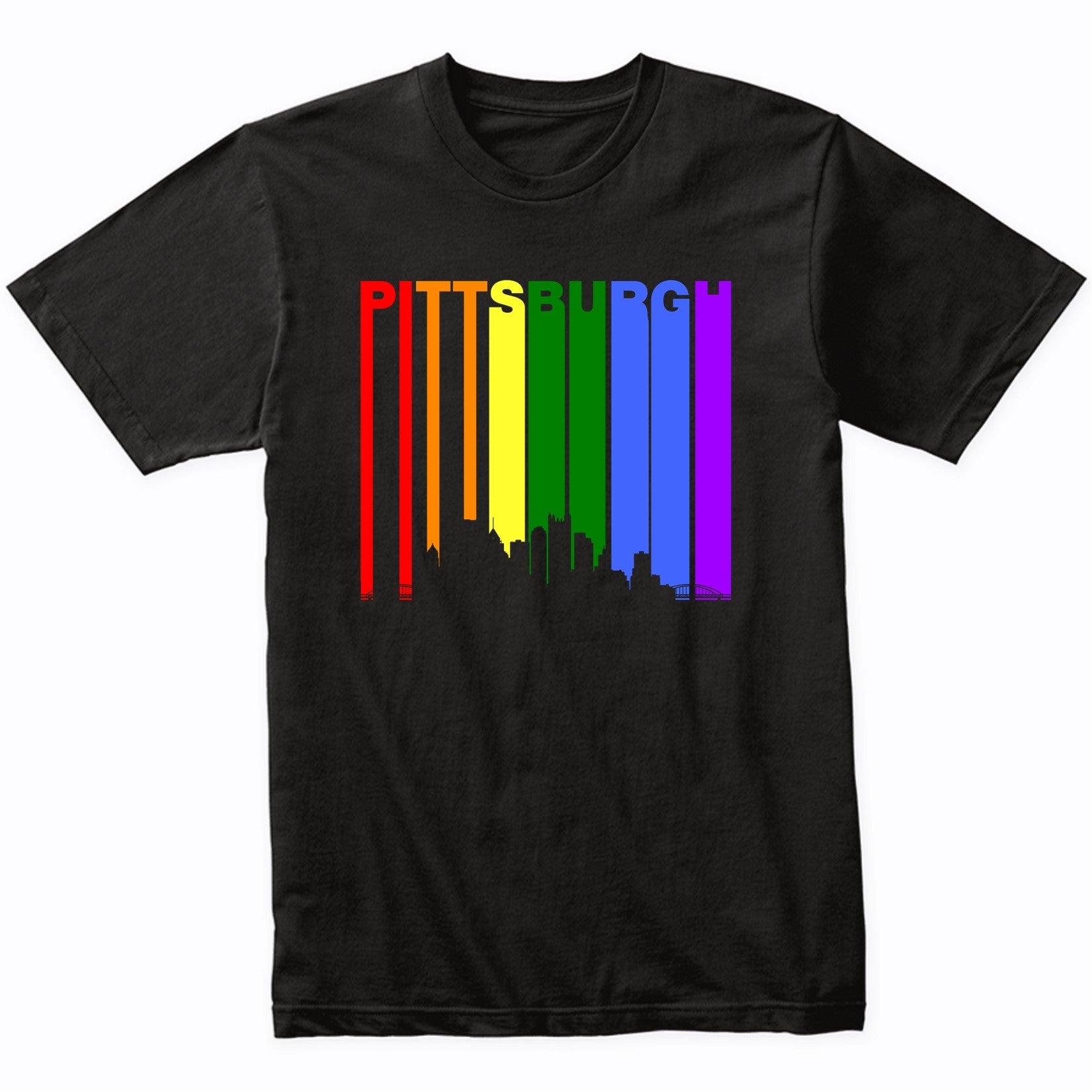 Pittsburgh PA Downtown Rainbow Skyline LGBT Gay Pride Shirt