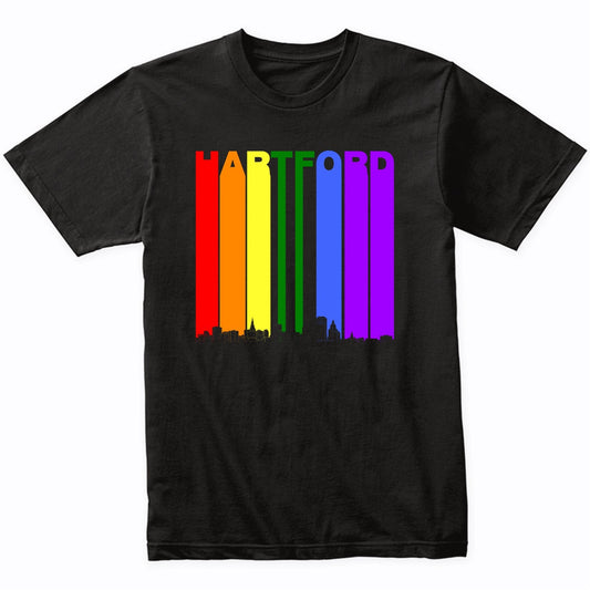 Hartford Connecticut Skyline Rainbow LGBT Gay Pride T-Shirt