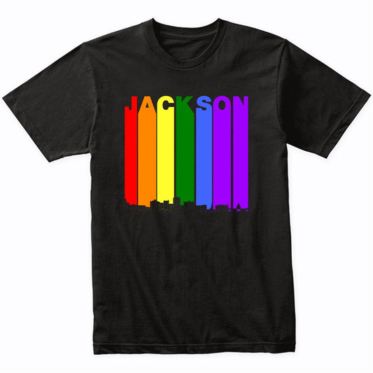 Jackson Mississippi Skyline Rainbow LGBT Gay Pride T-Shirt