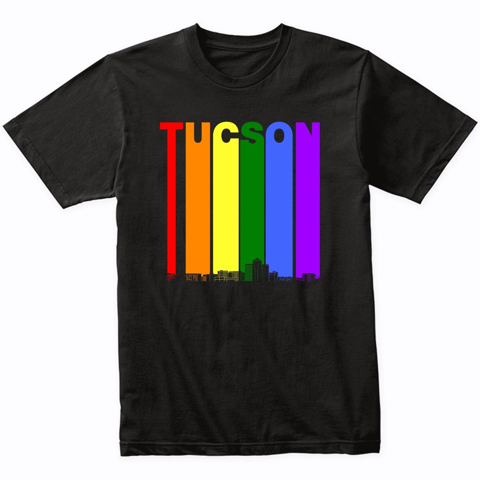 Tucson Arizona Skyline Rainbow LGBT Gay Pride T-Shirt