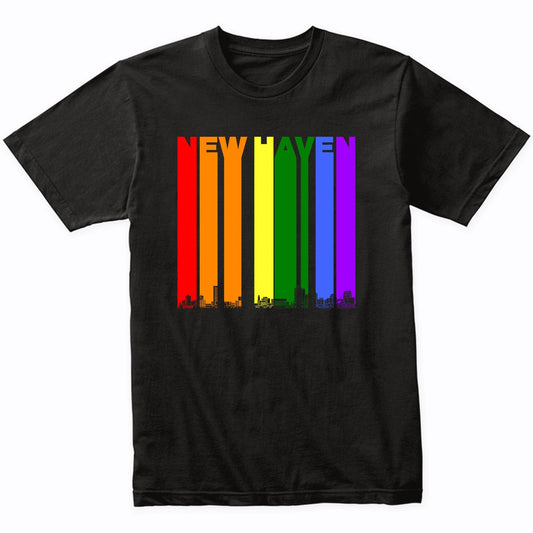 New Haven Connecticut Skyline Rainbow LGBT Gay Pride T-Shirt