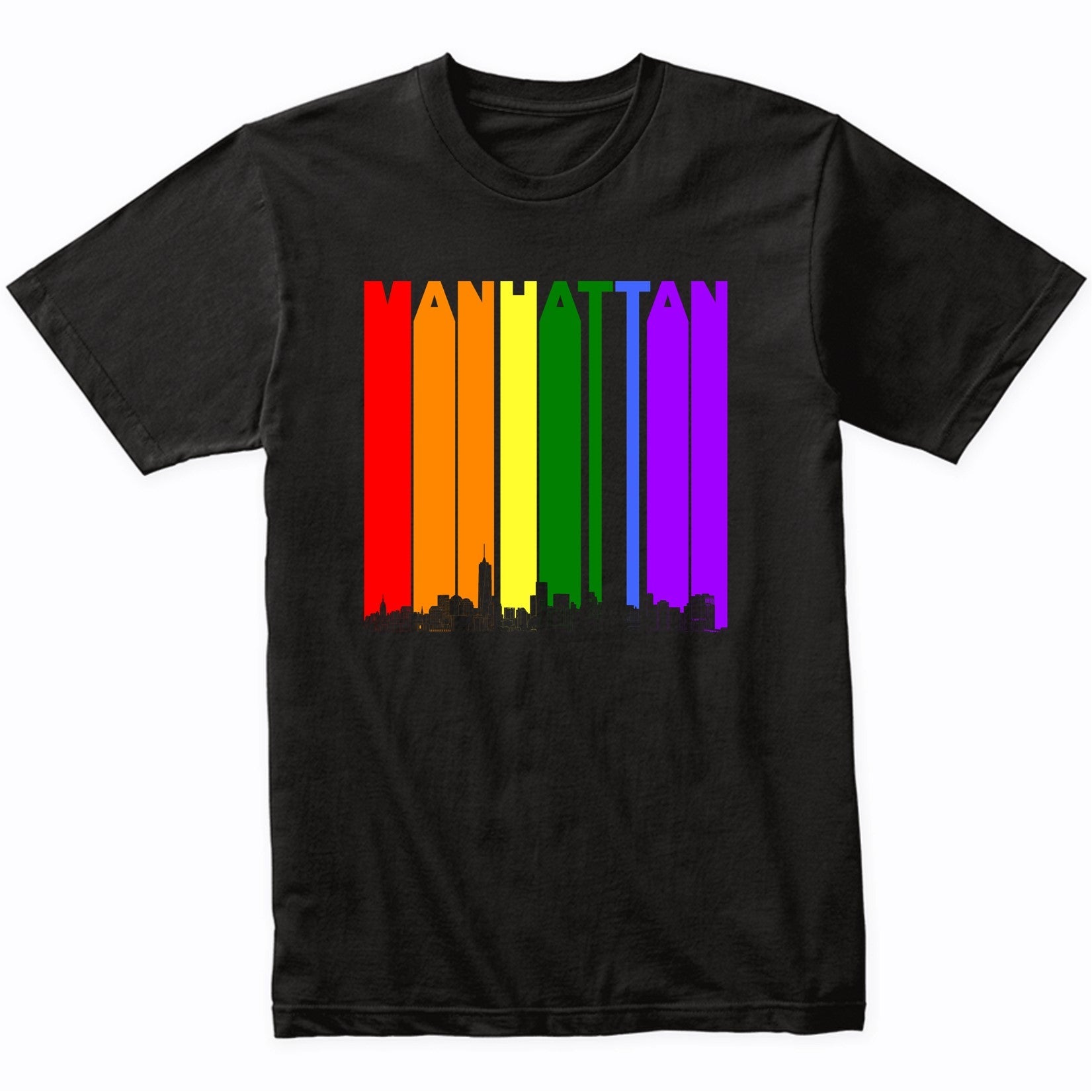 Manhattan New York Skyline Rainbow LGBT Gay Pride T-Shirt