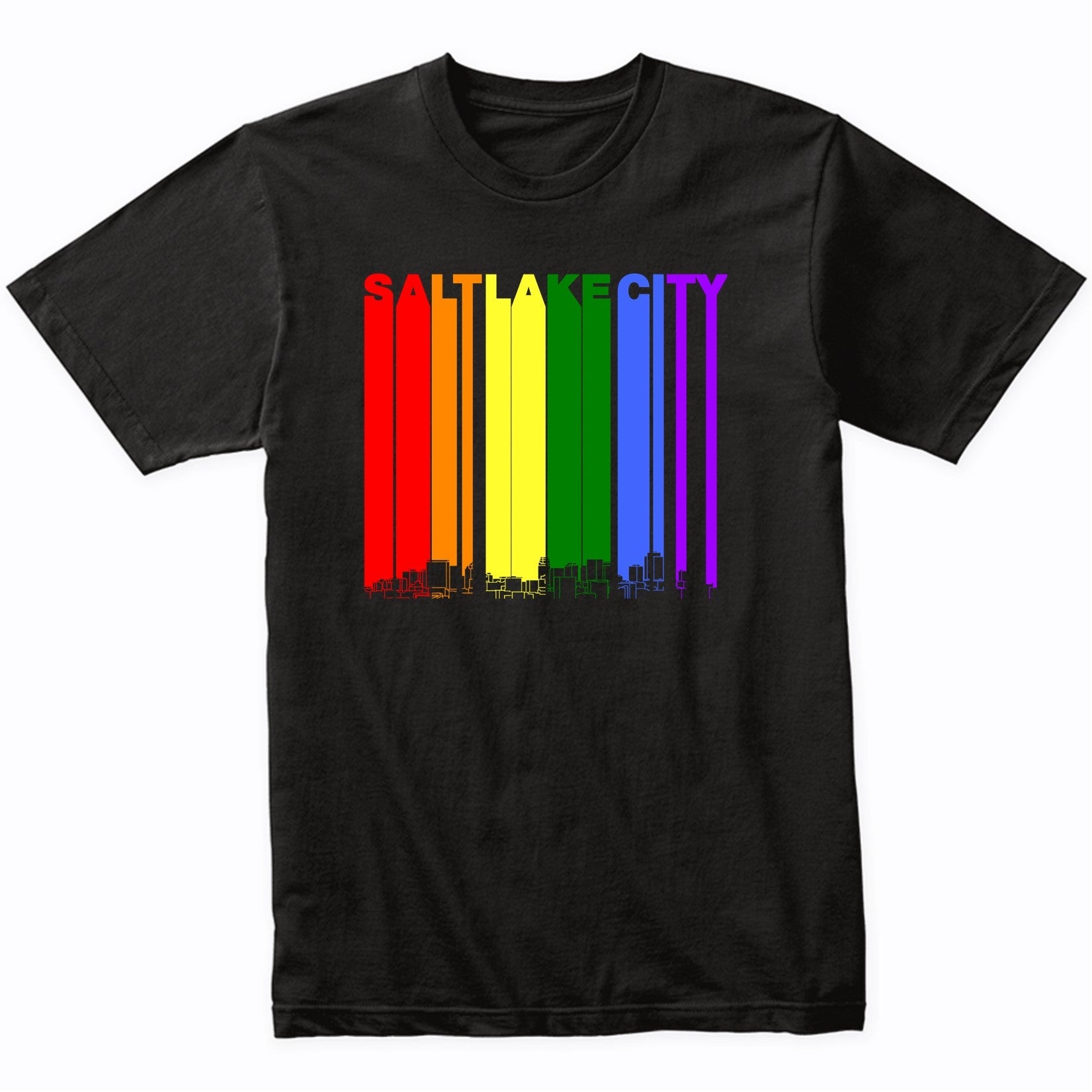 Salt Lake City Utah Skyline Rainbow LGBT Gay Pride T-Shirt