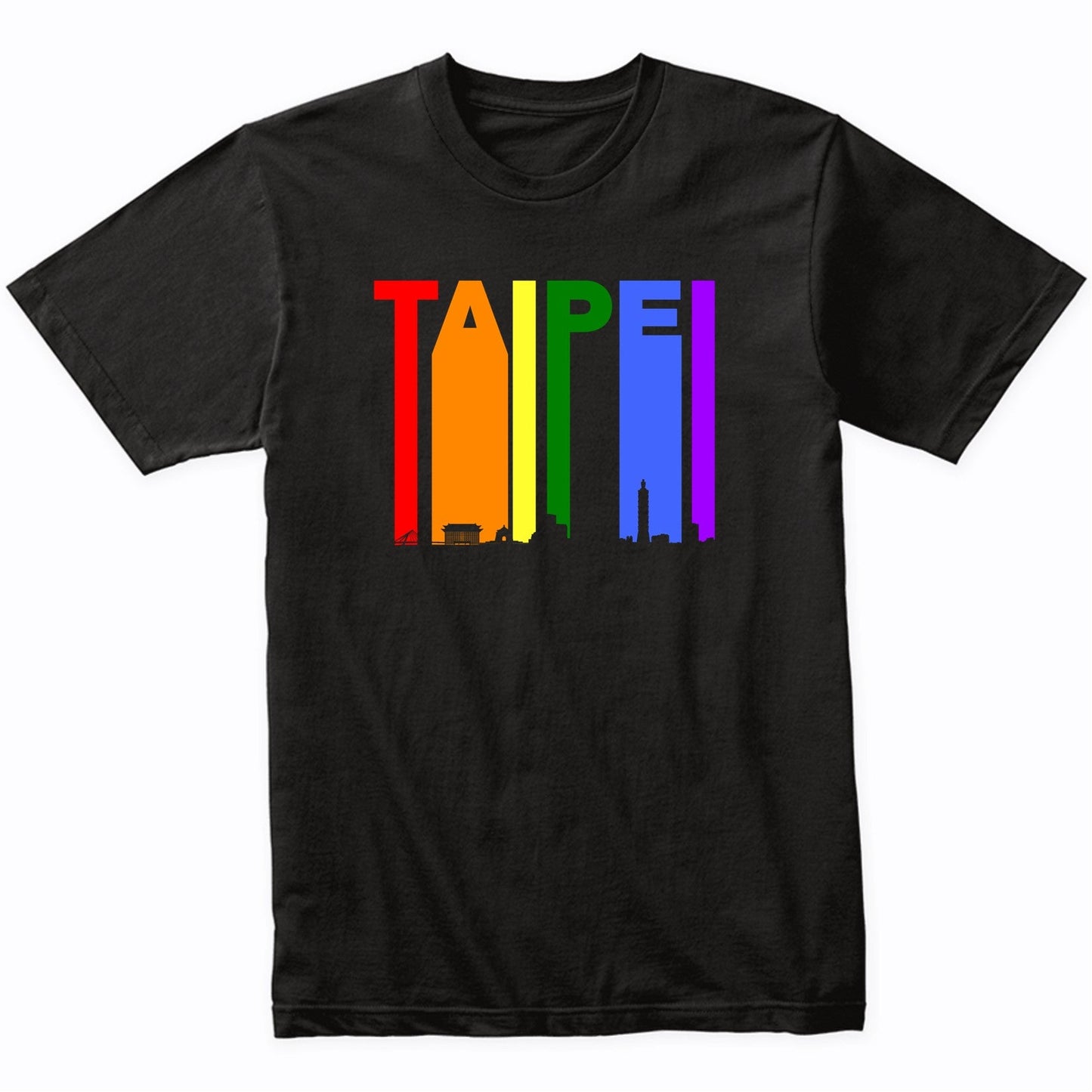 Taipei Taiwan Skyline Rainbow LGBT Gay Pride T-Shirt