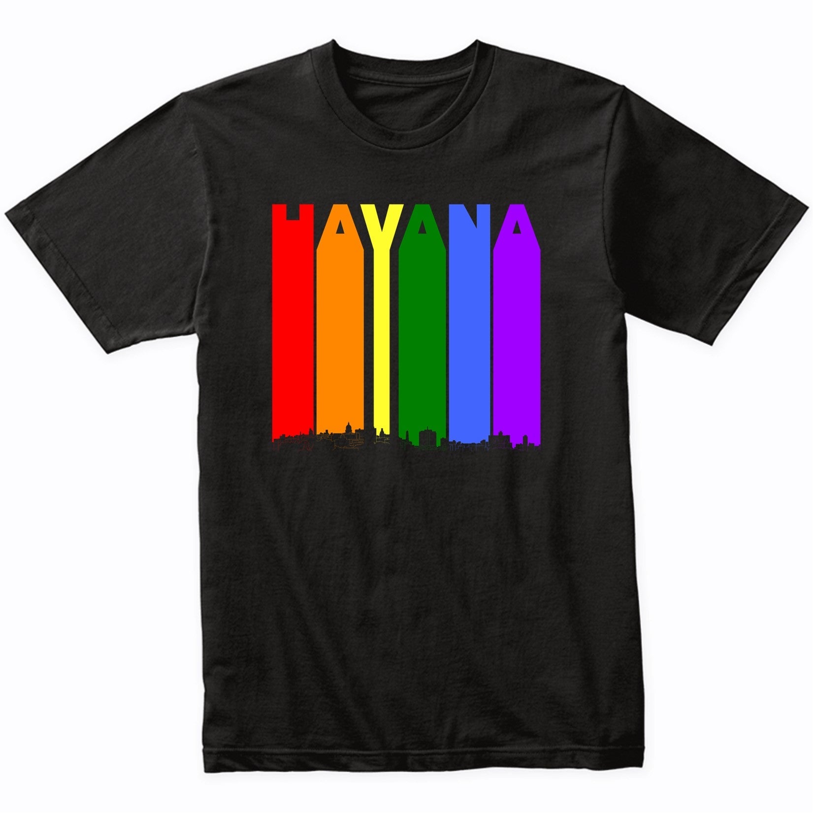 Havana Cuba Skyline Rainbow LGBT Gay Pride T-Shirt