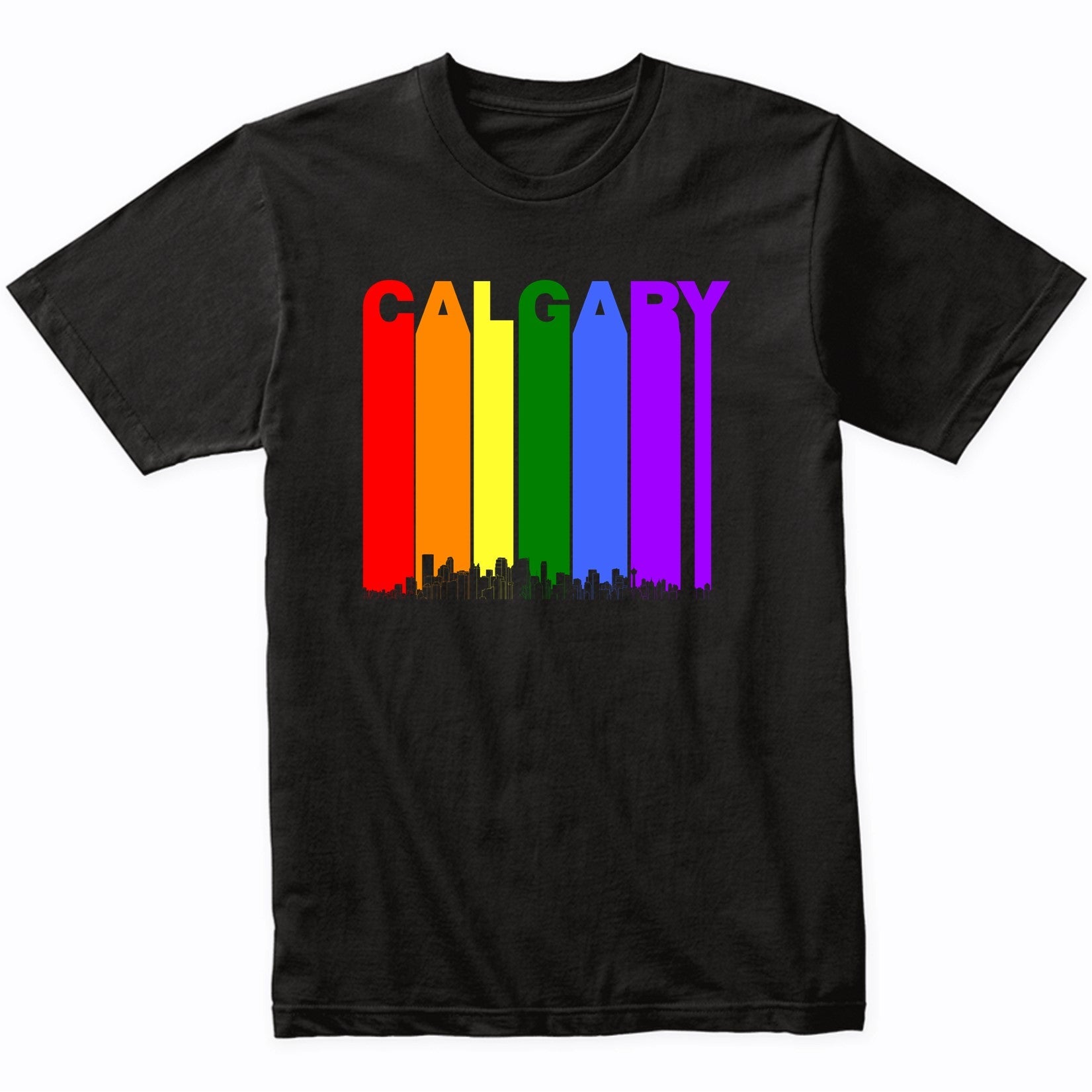 Calgary Alberta Canada Skyline Rainbow LGBT Gay Pride Shirt