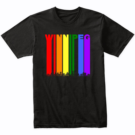 Winnipeg Manitoba Canada Skyline Rainbow Gay Pride T-Shirt