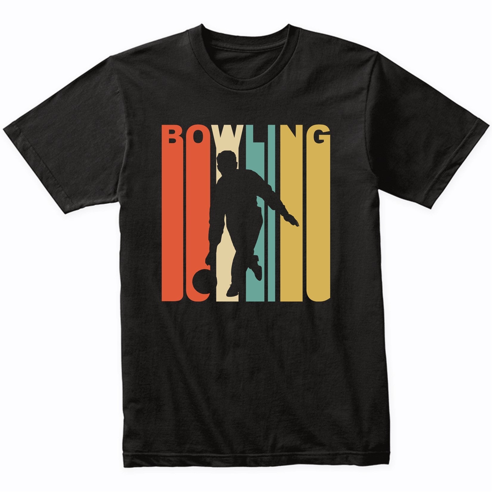 Vintage 1970's Style Bowling Silhouette Retro Bowler T-Shirt
