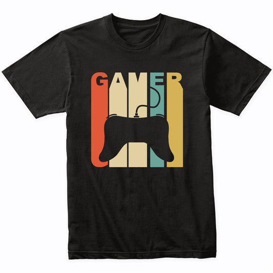 Vintage Style Gamer Controller Silhouette Retro Gaming Shirt