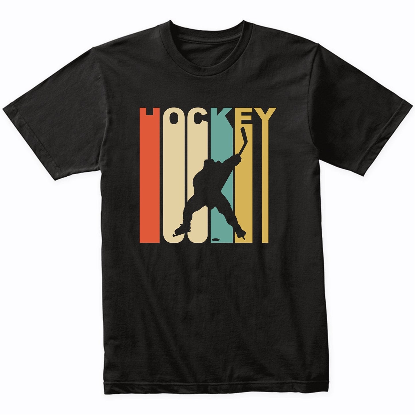 Retro 1970's Style Hockey Player Silhouette Sports T-Shirt