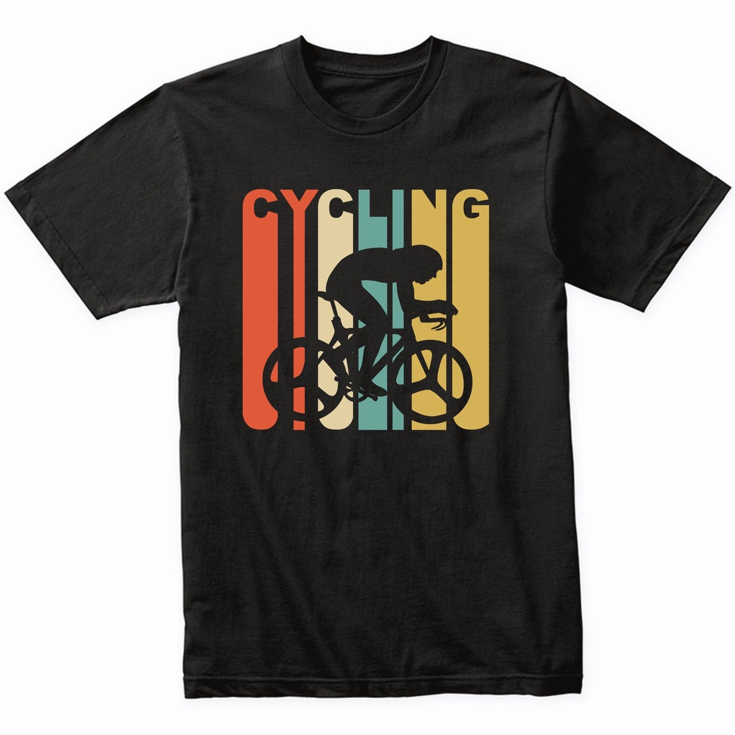 Retro 1970's Style Cyclist Silhouette Cycling T-Shirt