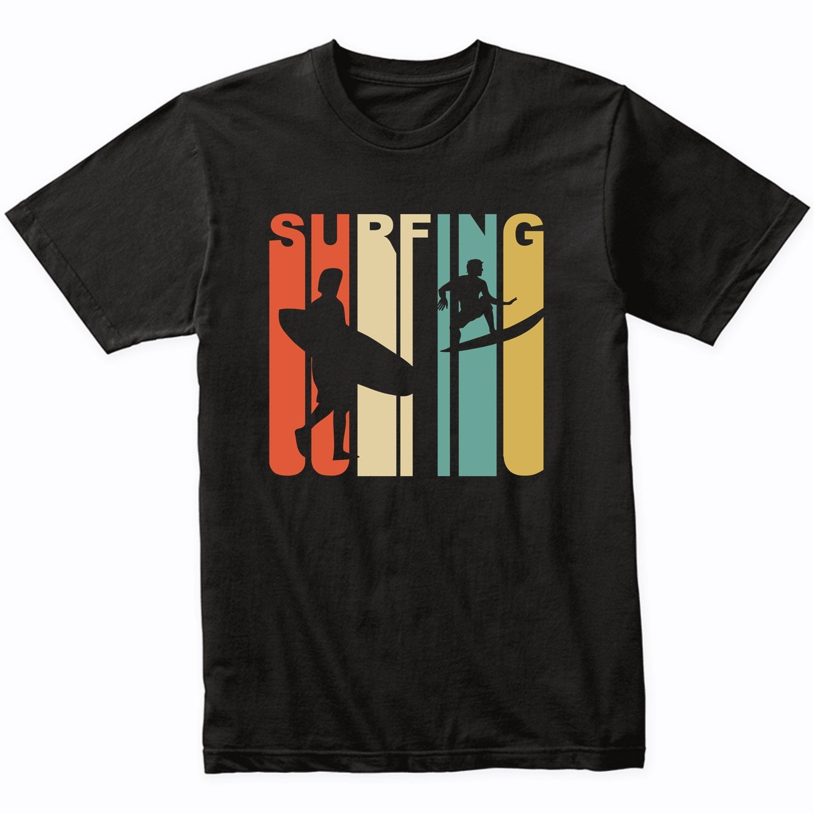 Retro 1970's Style Surfer Silhouette Surfing T-Shirt