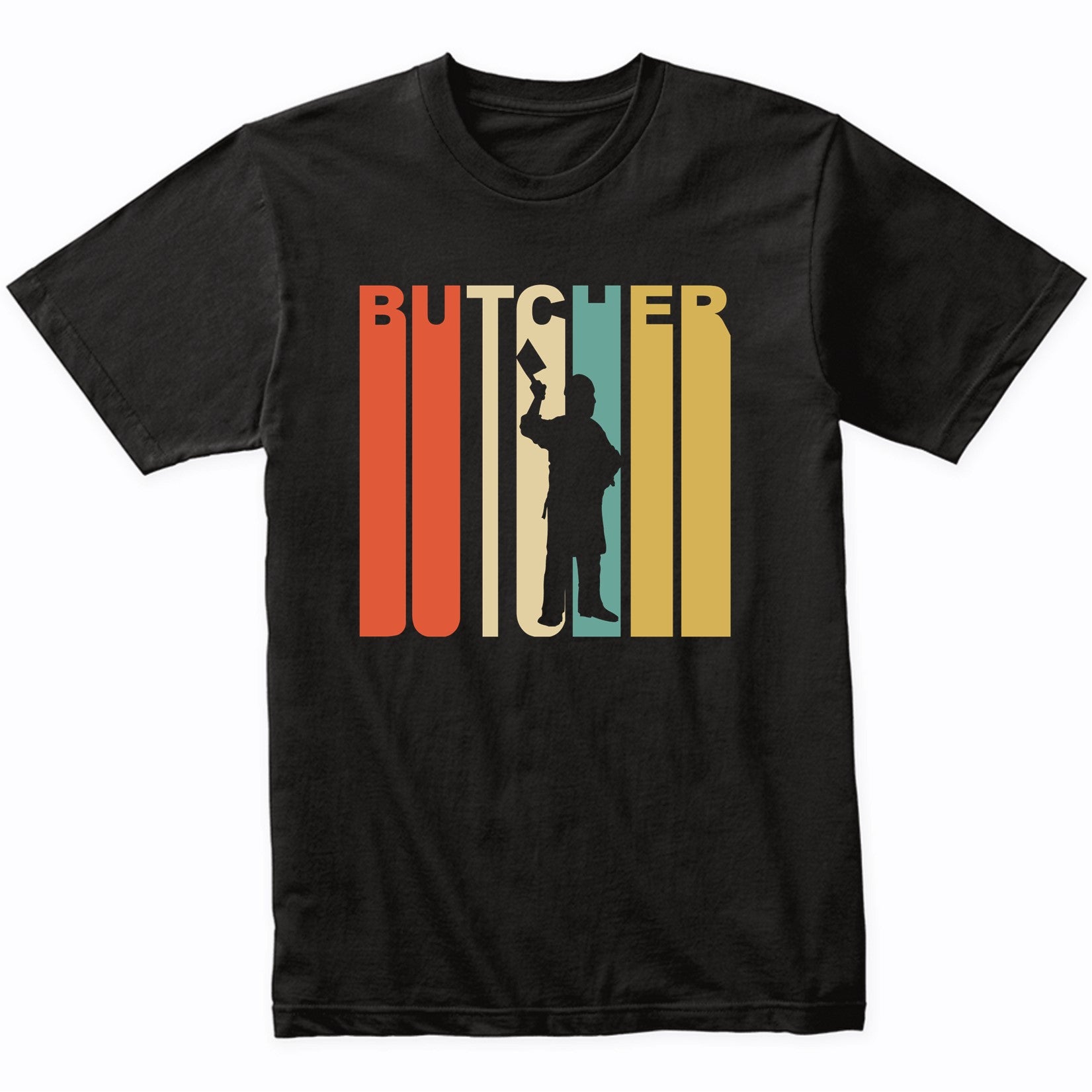 Retro 1970's Style Butcher Silhouette Meat Cutter T-Shirt