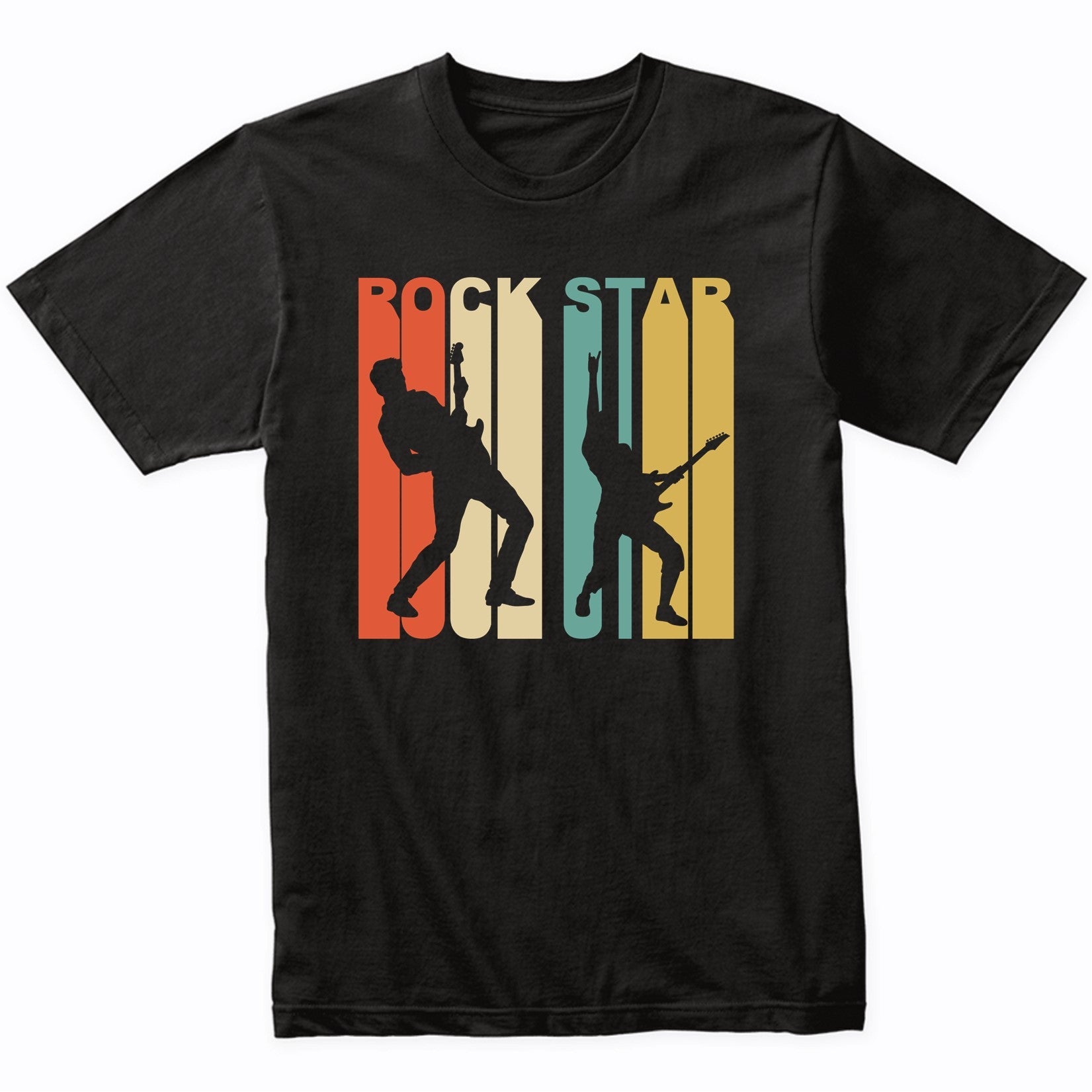 Retro 1970's Style Rock Star Silhouette Music T-Shirt