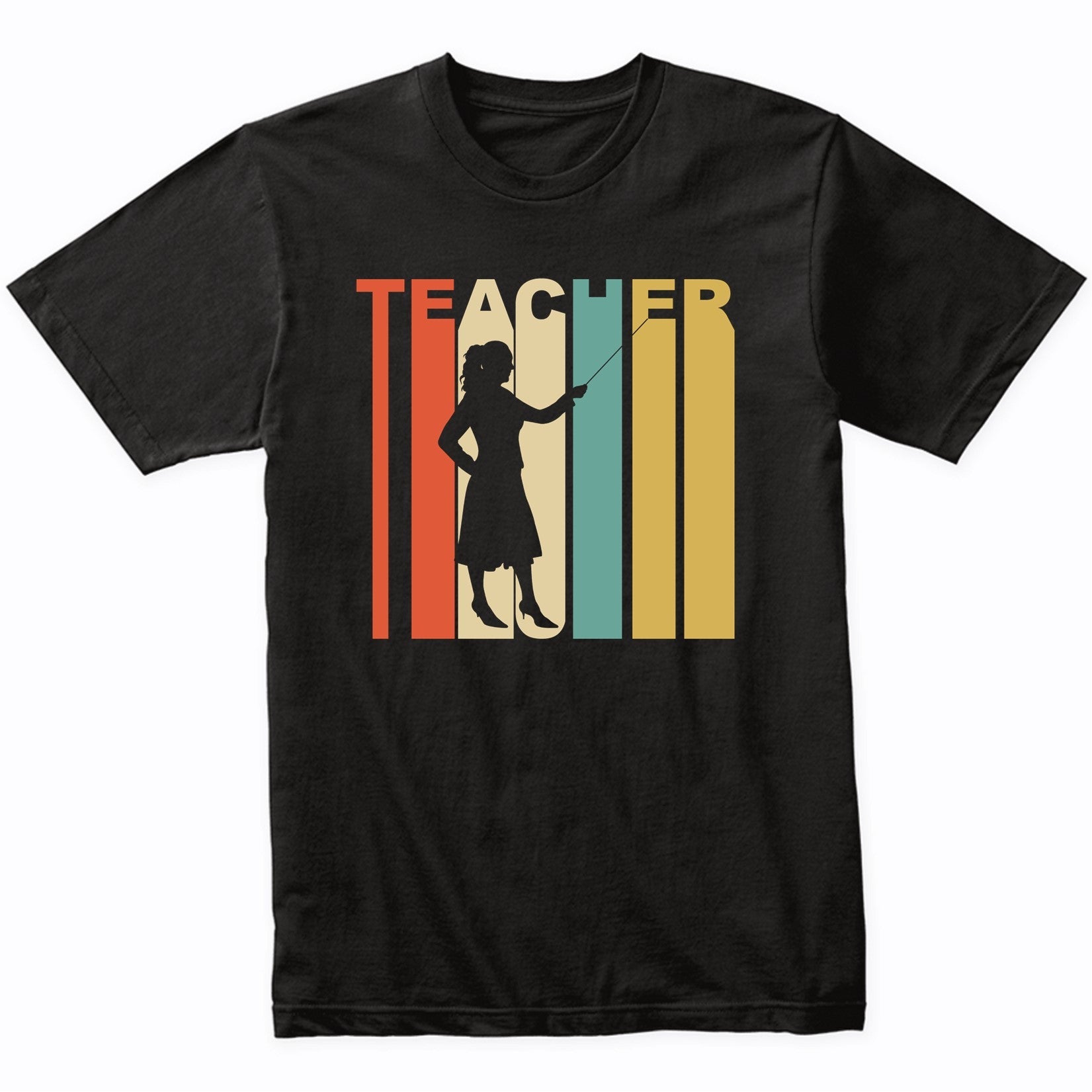 Retro 1970's Style Teacher Silhouette Teaching T-Shirt