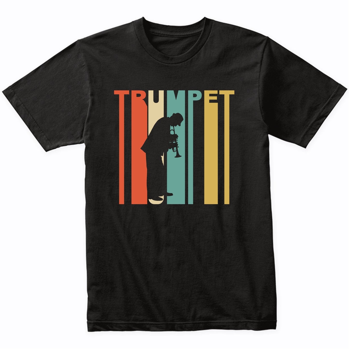 Retro 1970's Style Trumpet Player Silhouette Music T-Shirt