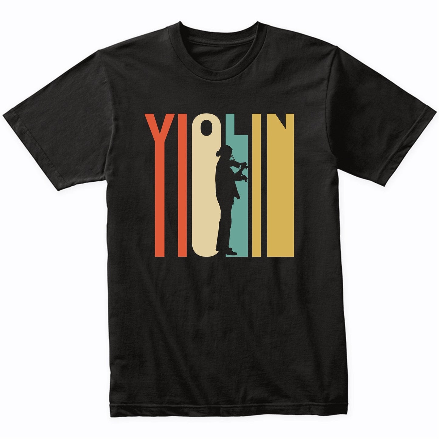 Retro 1970's Style Violin Player Silhouette Music T-Shirt
