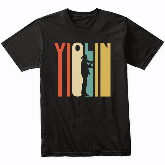 Retro 1970's Style Violin Player Silhouette Music T-Shirt