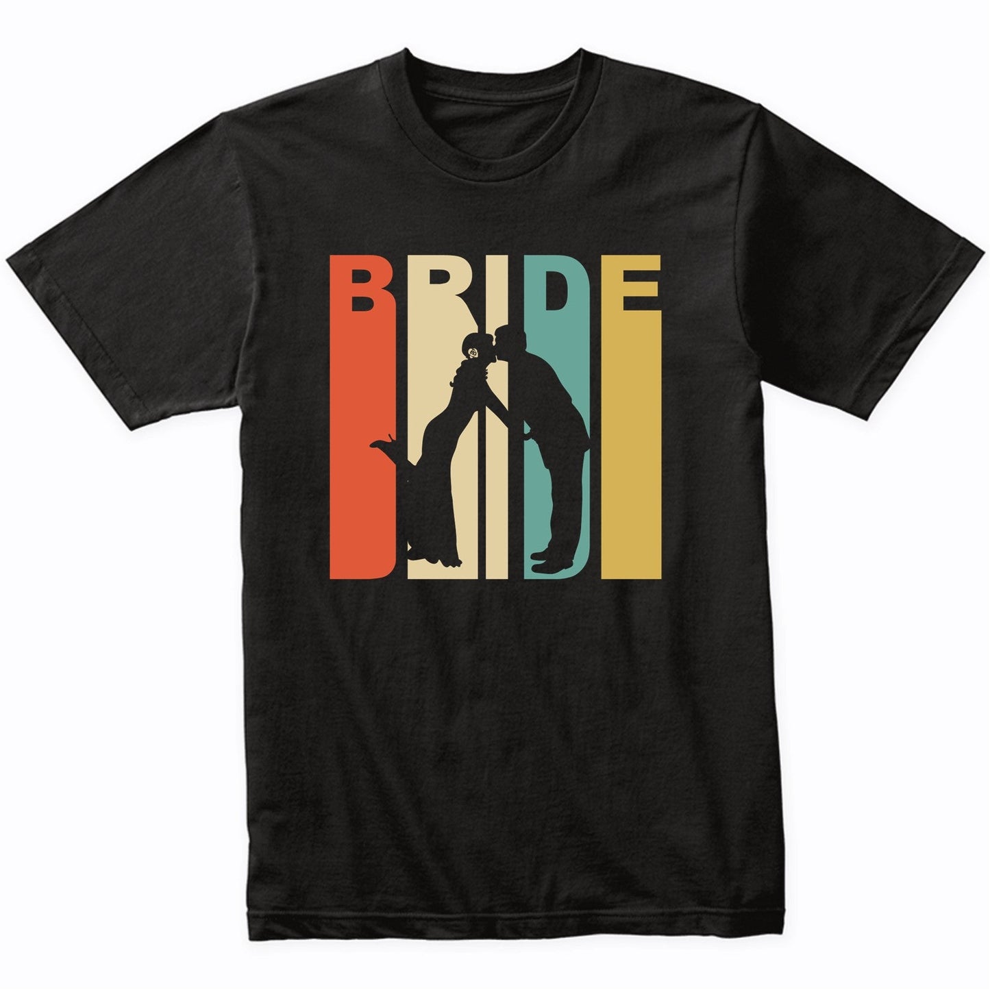 Retro 1970's Style Husband And Wife Silhouette Bride T-Shirt
