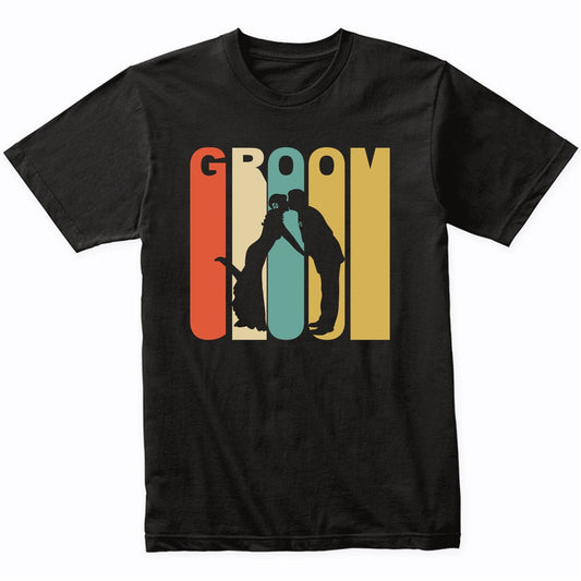 Retro 1970's Style Husband And Wife Silhouette Groom T-Shirt