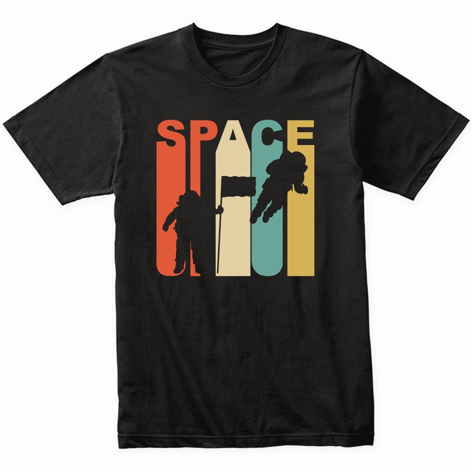 Retro 1970s Style Astronaut Silhouette Space Science T-Shirt