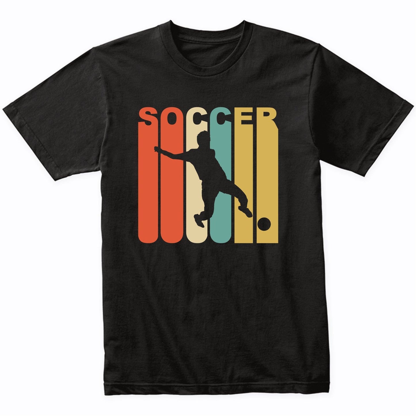Retro 1970's Style Soccer Player Silhouette Sports T-Shirt