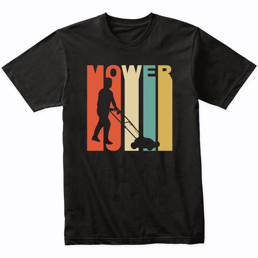 Retro 1970's Style Lawnmower Silhouette Grass Cutting Shirt