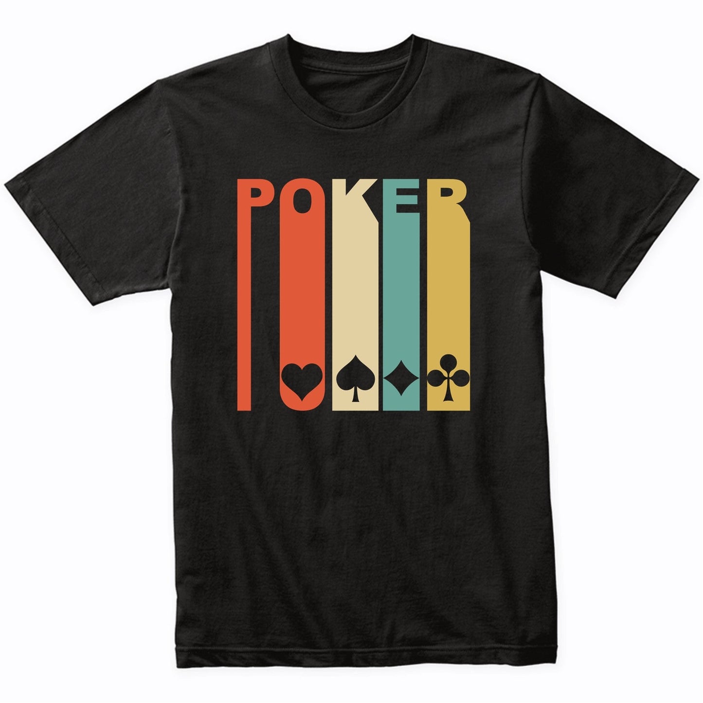 Retro 1970's Style Playing Card Suits Silhouette Poker Shirt