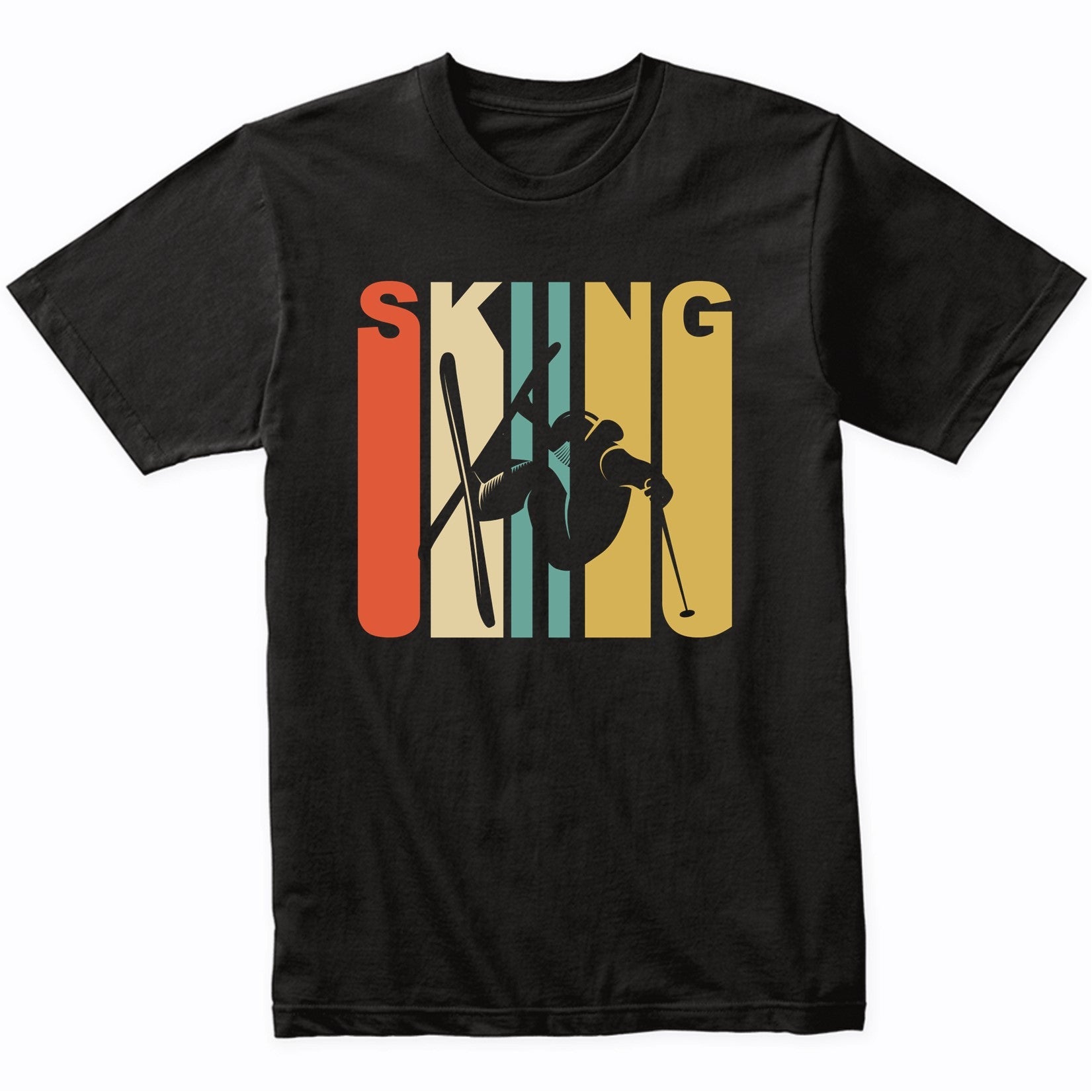 Retro 1970's Style Extreme Skier Silhouette Skiing T-Shirt