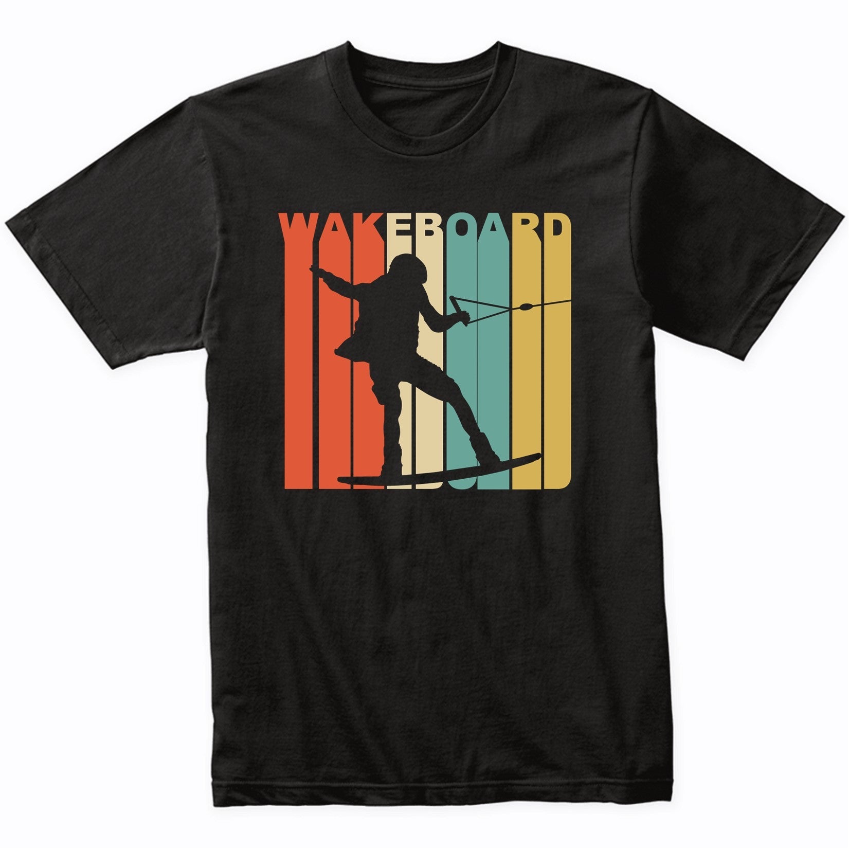 Retro 1970's Style Wakeboarder Silhouette Wakeboarding Shirt